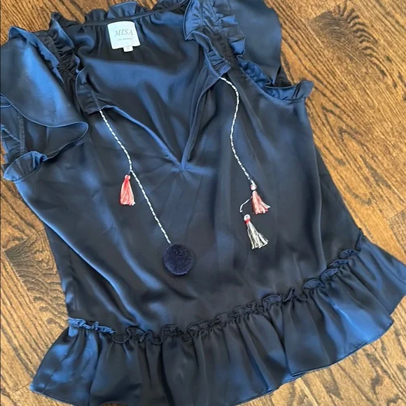 Navy Ruffle Top - Picture 3 of 3